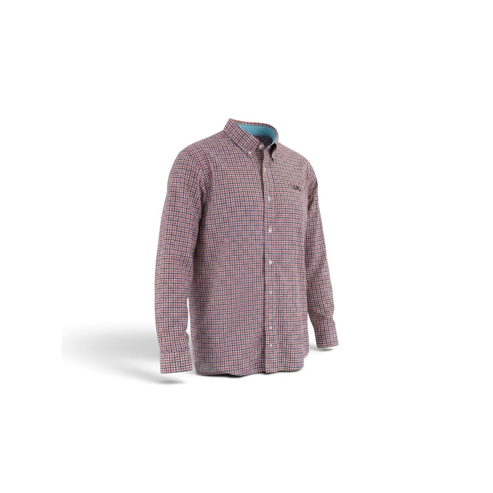 Huk Mens XL Performance Plaid Fishing Shirt Long Sleeve Red Blue Button Down